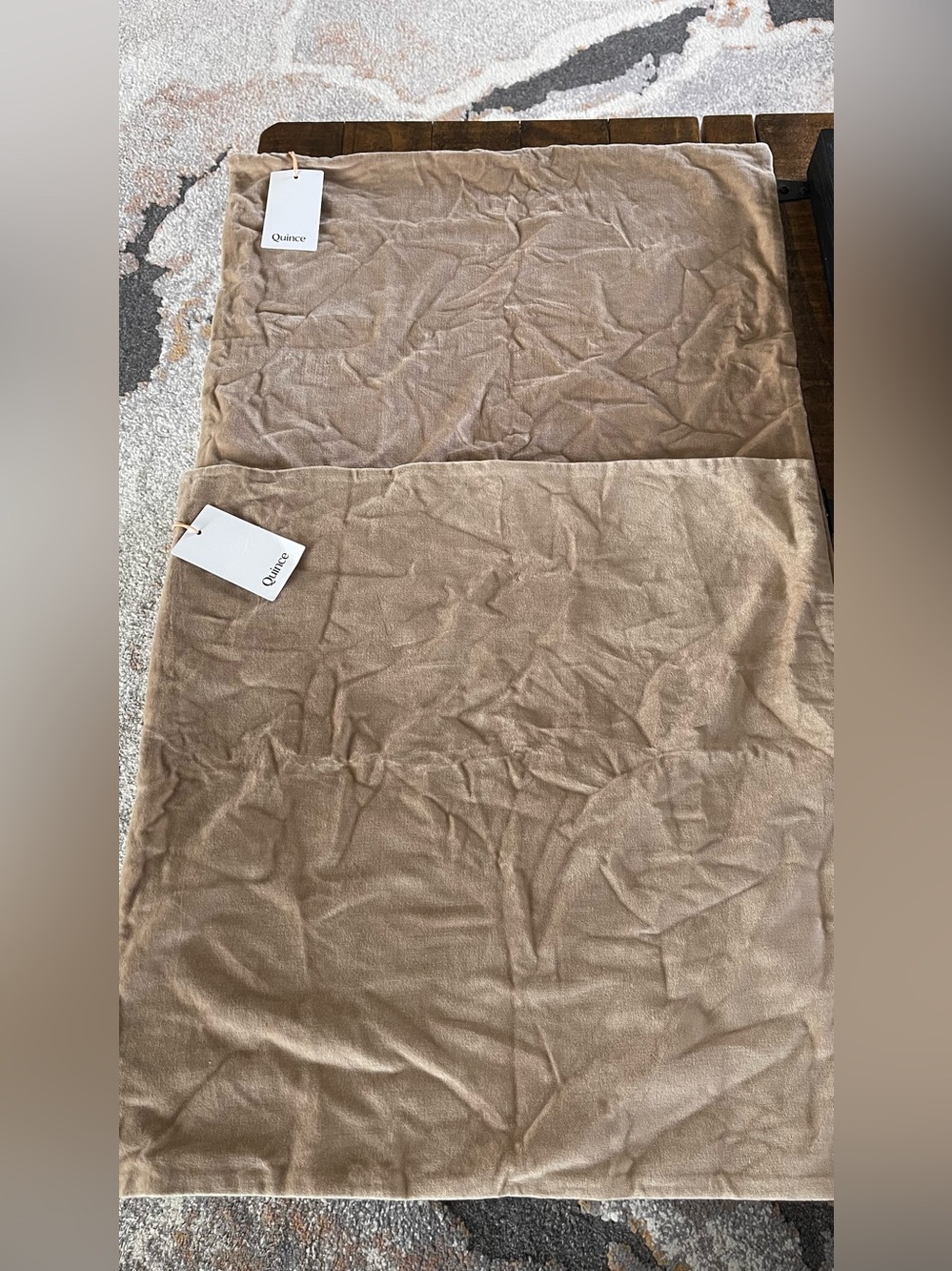 NWT Quince Set of 2 Classic Cotton Velvet Pillow Covers, 20 X 20 (Taupe)